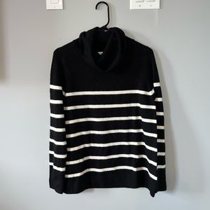 Old Navy Black and White Striped Cowl Neck Sweater